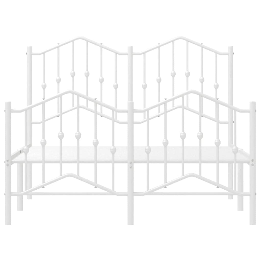 Bedframe Met Hoofd- En Voeteneinde Metaal Wit 120X190 Cm 120 x 190 cm met hoofdbord & voetbord