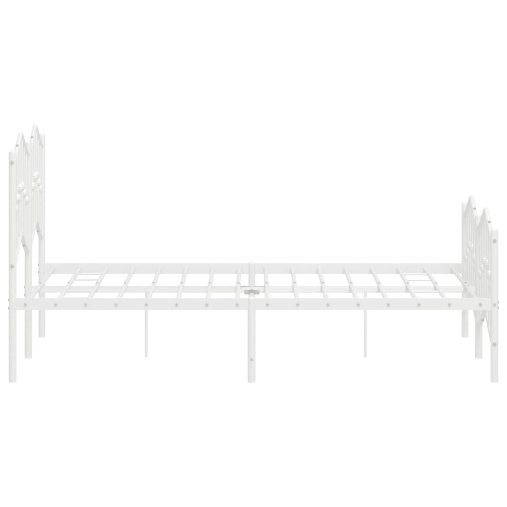 Bedframe Met Hoofd- En Voeteneinde Metaal Wit 120X190 Cm 120 x 190 cm met hoofdbord & voetbord