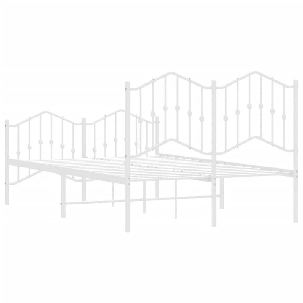 Bedframe Met Hoofd- En Voeteneinde Metaal Wit 120X190 Cm 120 x 190 cm met hoofdbord & voetbord