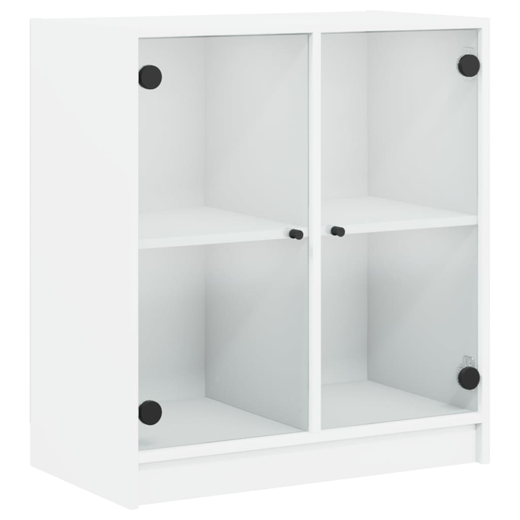 Bijzetkast Met Glazen Deuren 68X37X75,5 Cm Wit 1