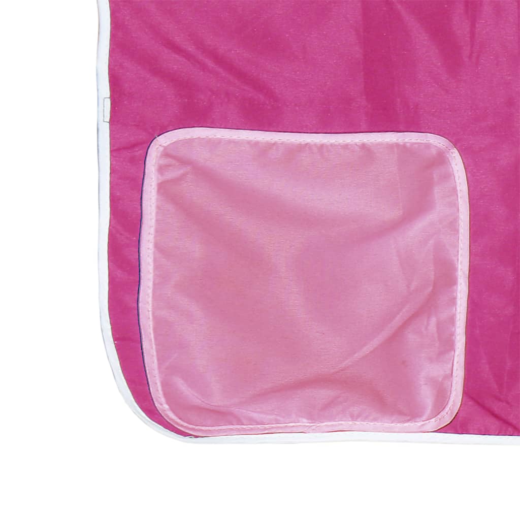 Kinderhoogslaper met gordijnen 90x190 cm grenenhout roze