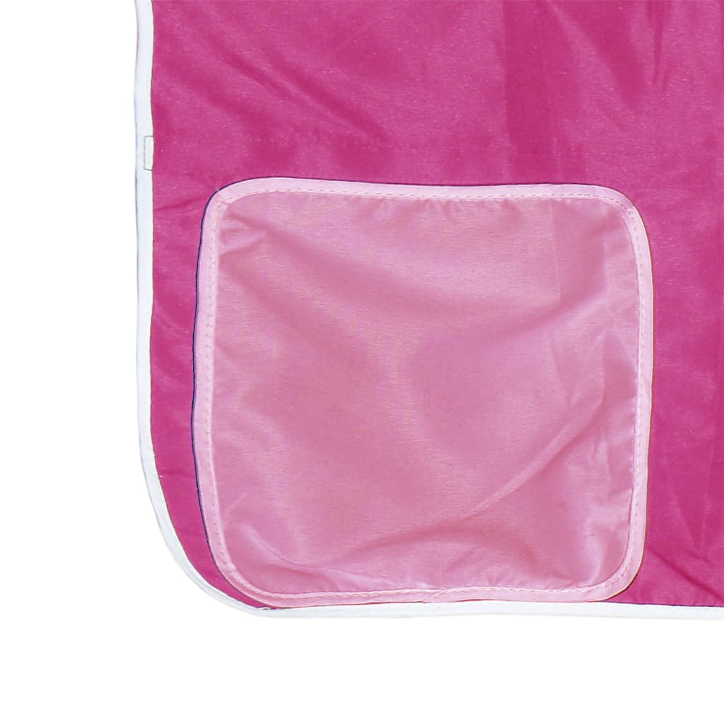 Kinderhoogslaper met gordijnen 90x190 cm grenenhout roze