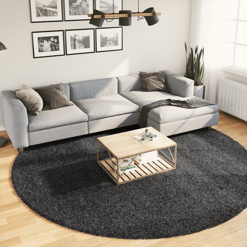 Vloerkleed Shaggy Hoogpolig Modern Ø 280 Cm Antraciet ? 280 cm