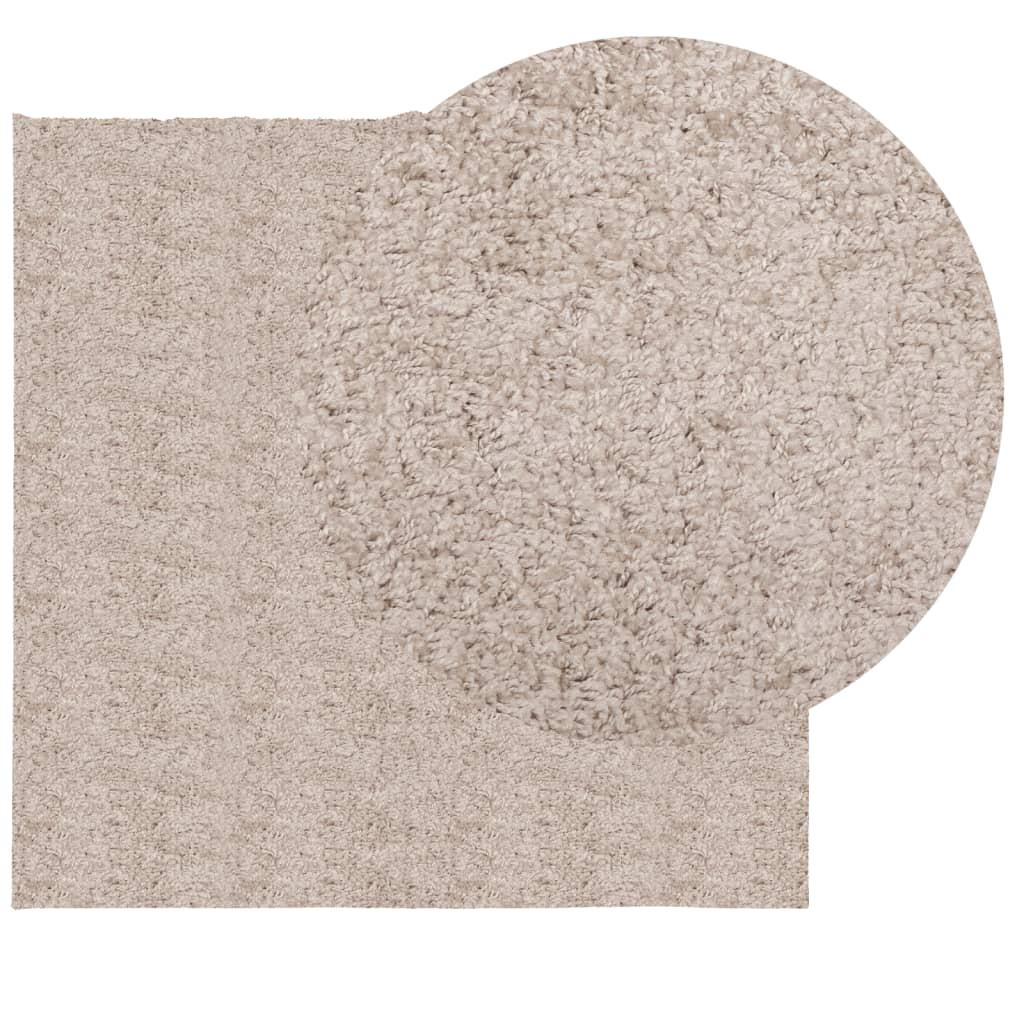 Vloerkleed Pamplona Shaggy Hoogpolig Modern Beige 160 x 160 cm