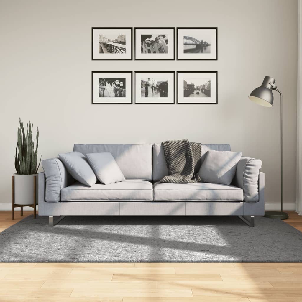 Vloerkleed Pamplona Shaggy Hoogpolig Modern Grijs 140 x 200 cm