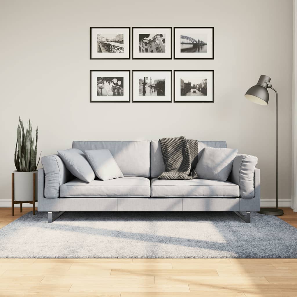 Vloerkleed Shaggy Hoogpolig Modern Blauw 140 x 200 cm