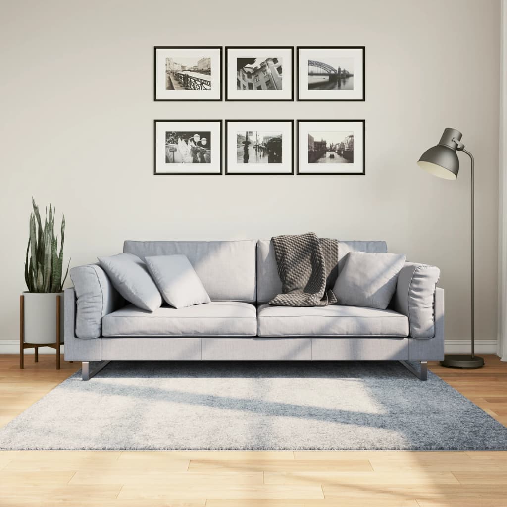 Vloerkleed Shaggy Hoogpolig Modern Blauw 160 x 160 cm