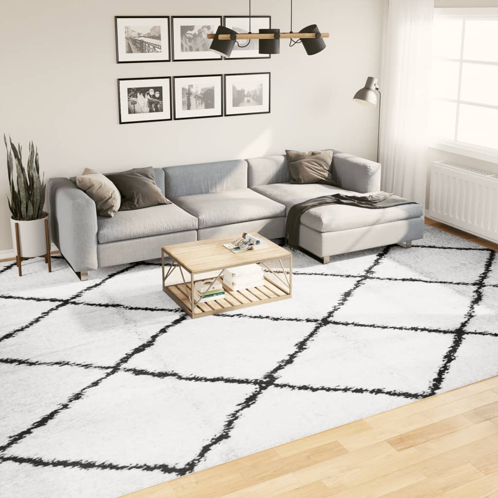 Vloerkleed Pamplona Shaggy Hoogpolig Crème En Zwart Cream And Black 300 x 400 cm