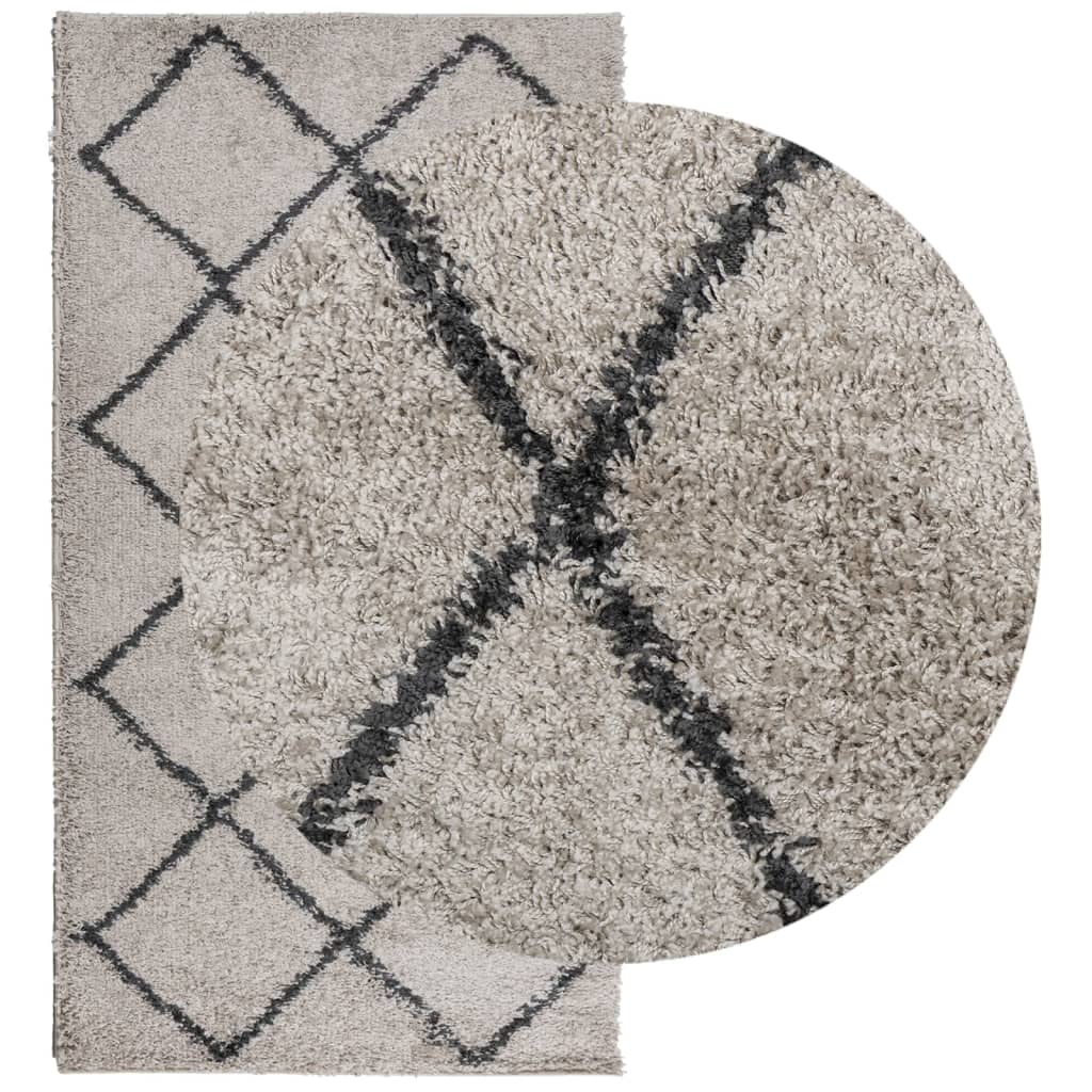 Vloerkleed Shaggy Hoogpolig Modern Beige En Antraciet 80 x 150 cm