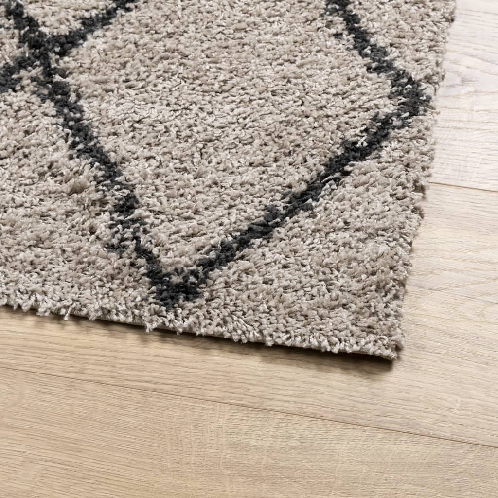 Vloerkleed Shaggy Hoogpolig Modern Beige En Antraciet 80 x 150 cm