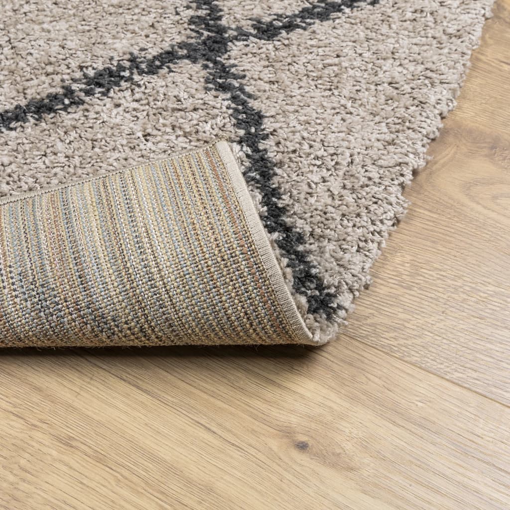 Vloerkleed Shaggy Hoogpolig Modern Beige En Antraciet 80 x 150 cm