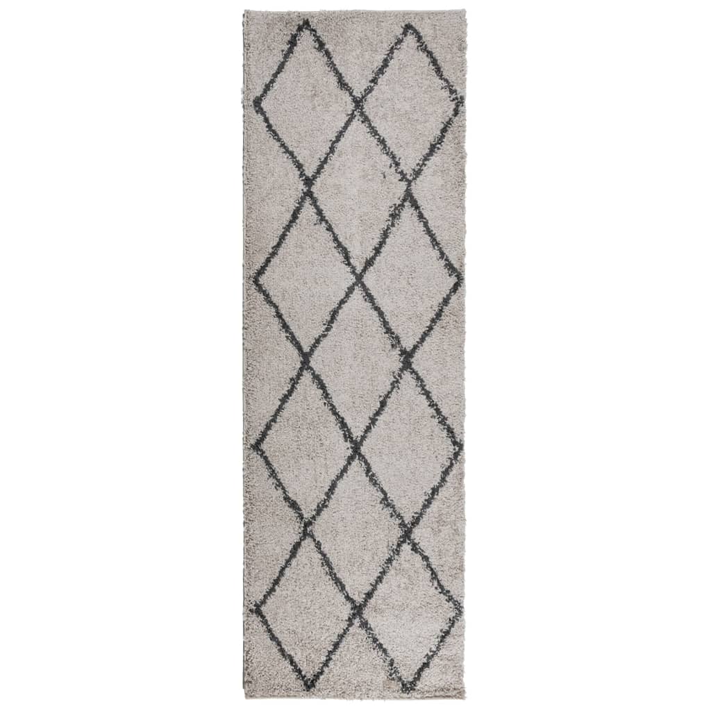 Vloerkleed Shaggy Hoogpolig Modern Beige En Antraciet 80 x 250 cm