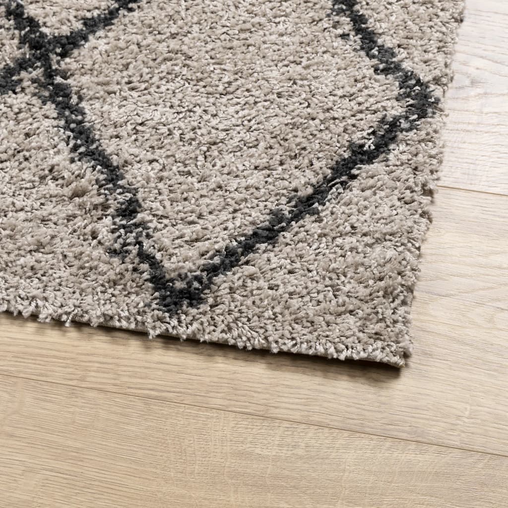 Vloerkleed Shaggy Hoogpolig Modern Beige En Antraciet 80 x 250 cm