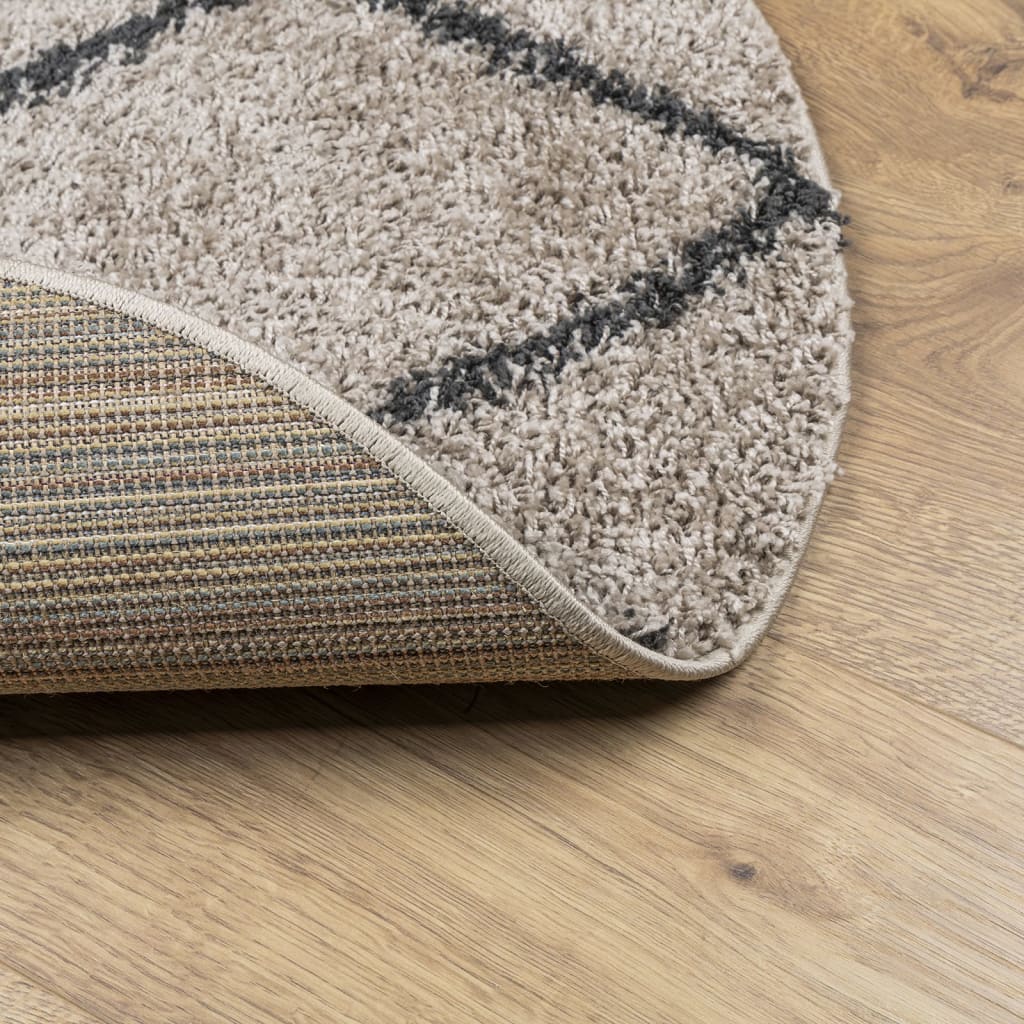 Vloerkleed Shaggy Hoogpolig Modern Ø 100 Cm Beige En Antraciet ? 100 cm