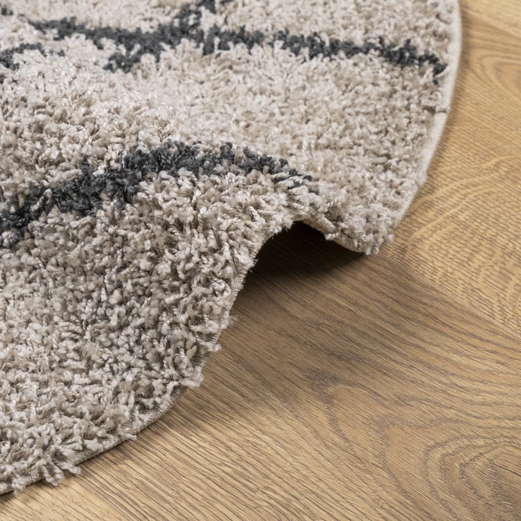 Vloerkleed Shaggy Hoogpolig Modern Ø 100 Cm Beige En Antraciet ? 100 cm