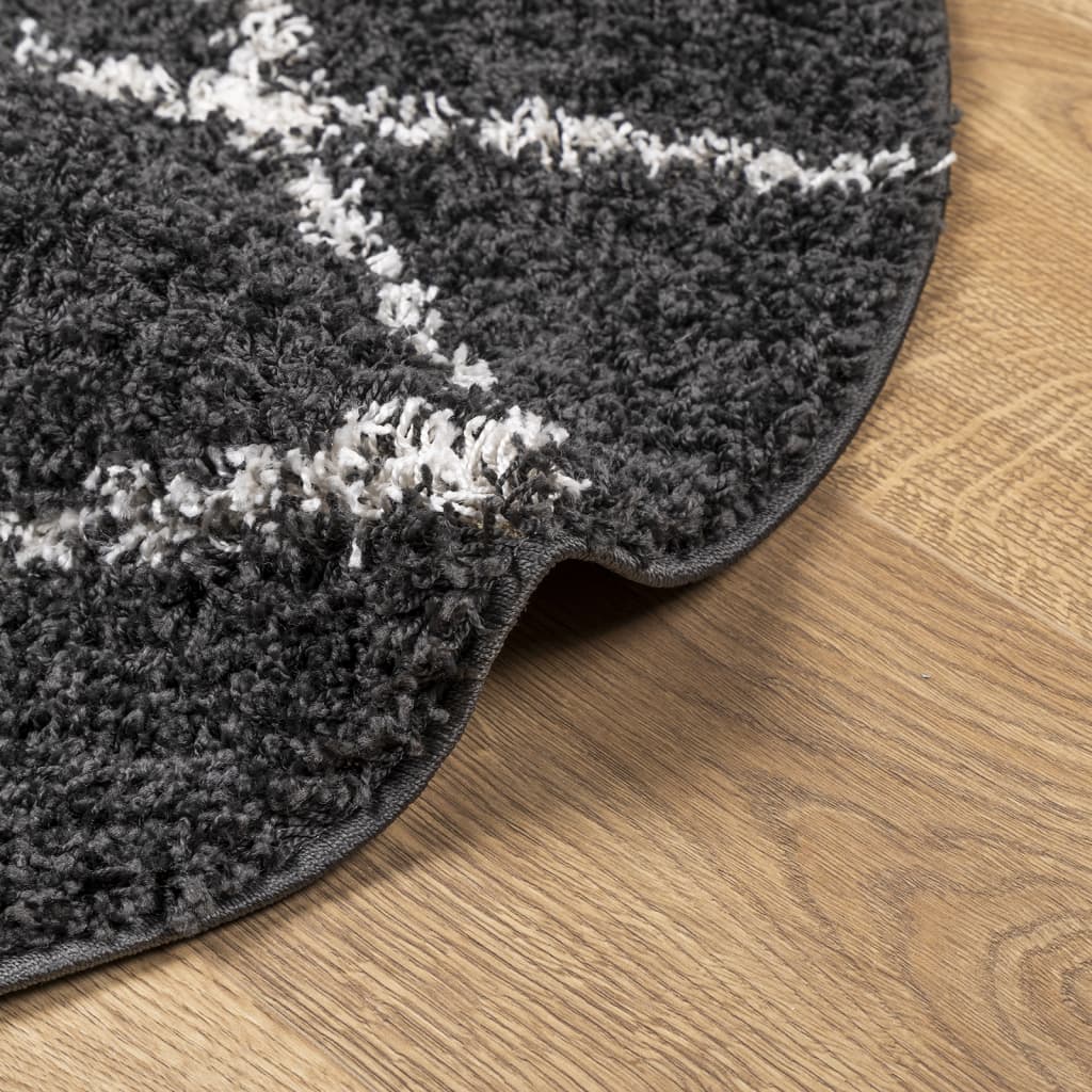 Vloerkleed Shaggy Hoogpolig Modern Ø 80 Cm Zwart En Crème ? 80 cm