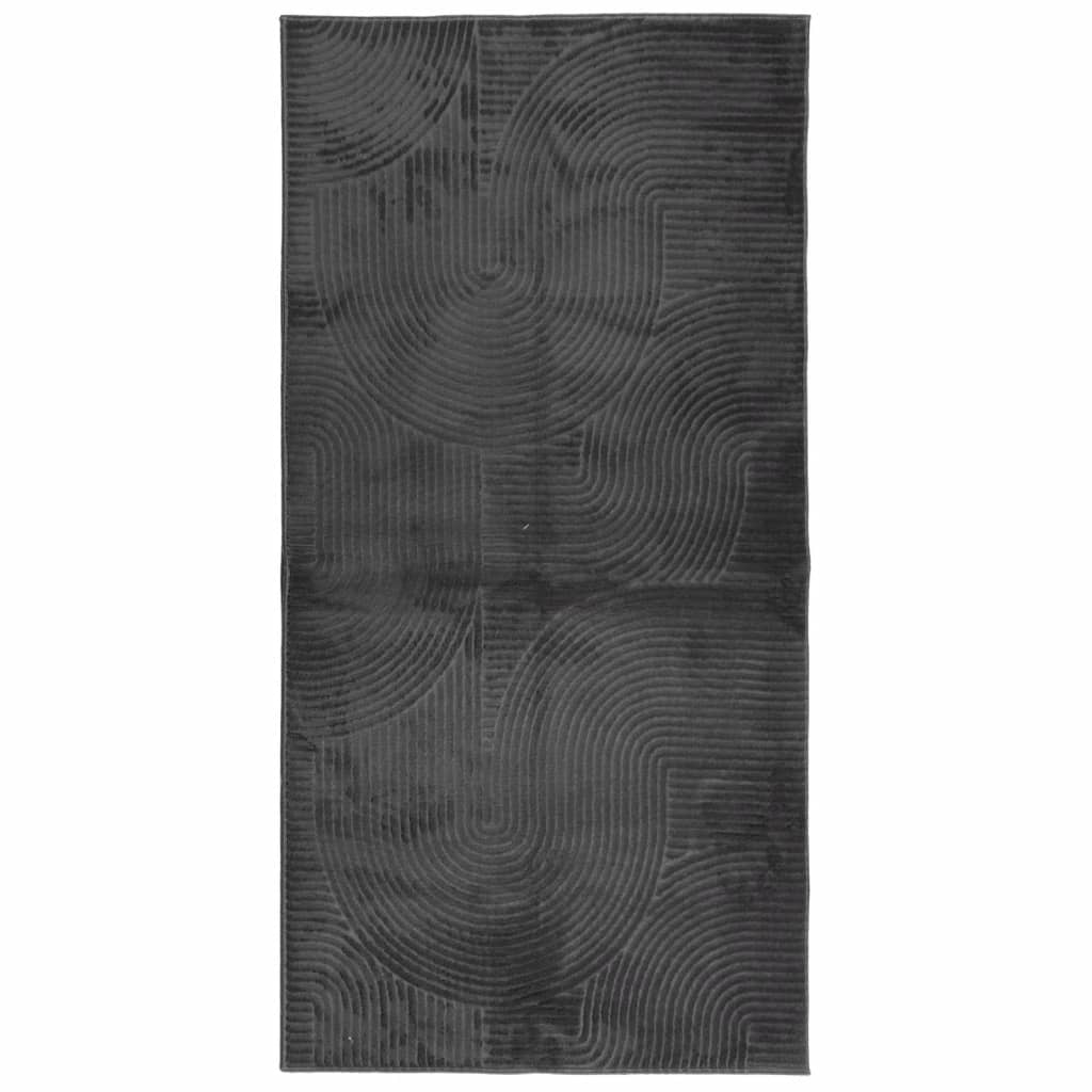 Vloerkleed Iza Laagpolig Scandinavisch 100 x 200 cm Antraciet