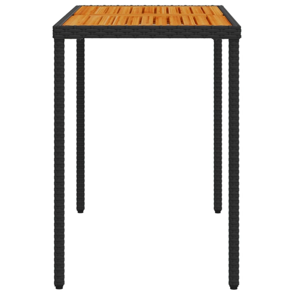 Tuintafel met acaciahouten blad 115x54x74 cm poly rattan zwart