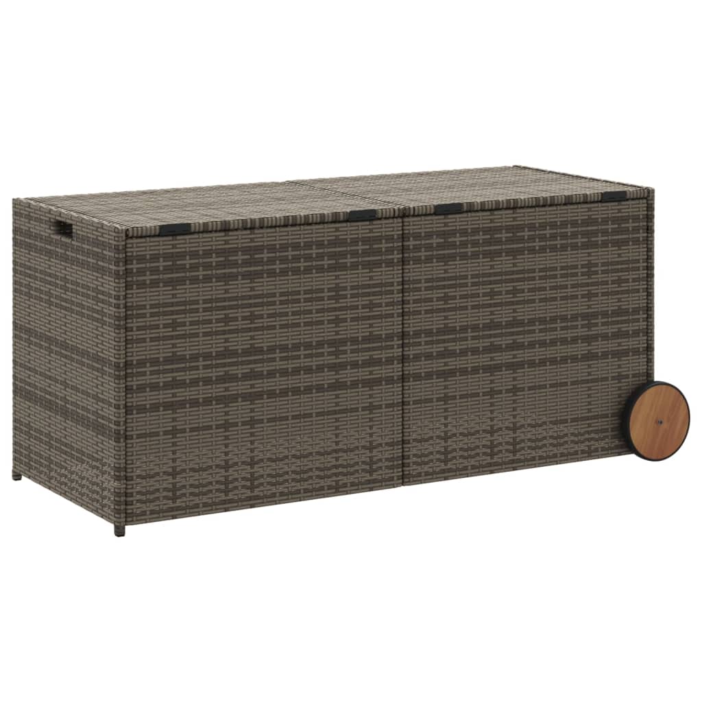 Tuinbox met wielen 283 L poly rattan grijs