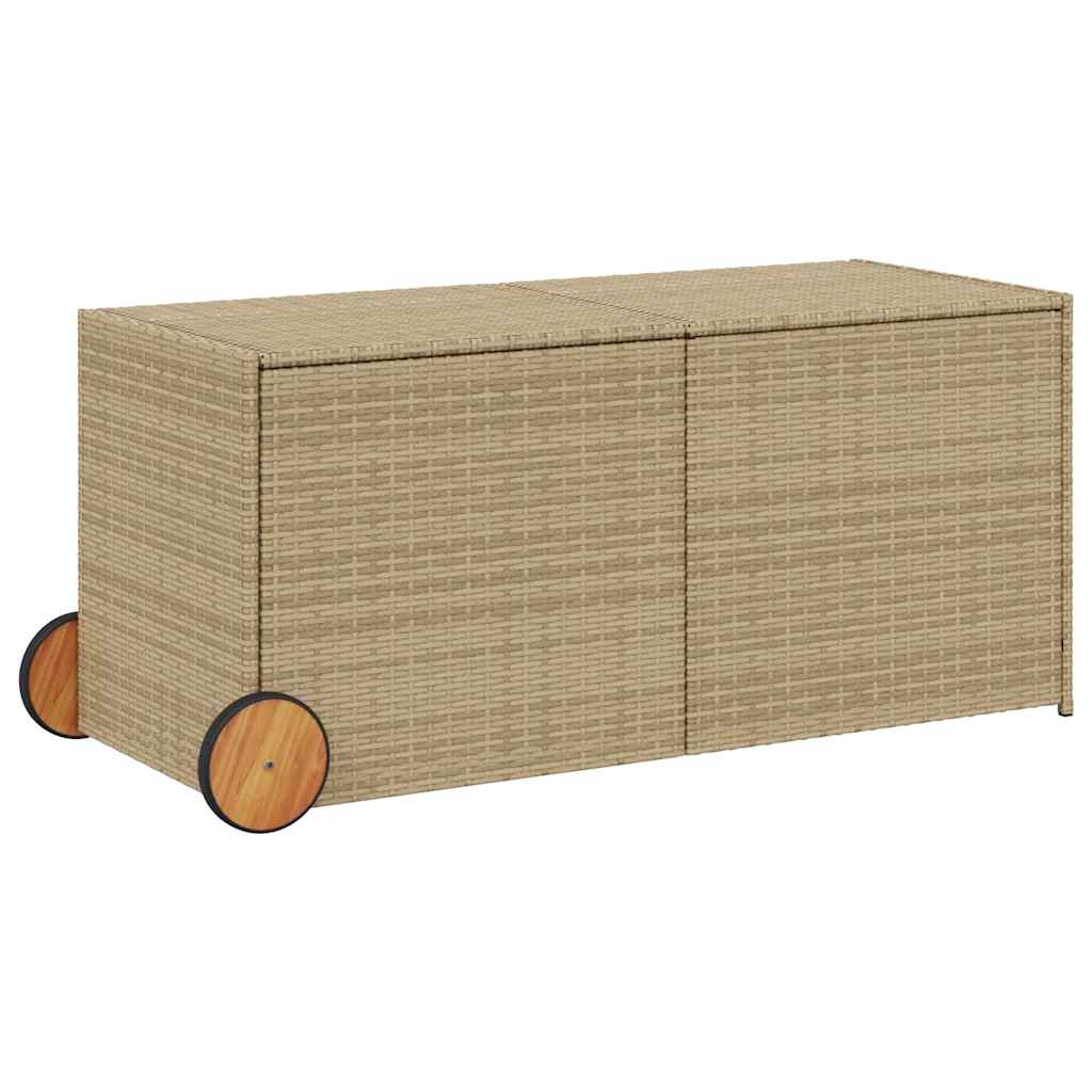Tuinbox Met Wielen 283 L Poly Rattan 127 x 55 x 56/59.5 cm Gemengd beige