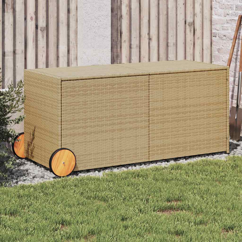 Tuinbox Met Wielen 283 L Poly Rattan 127 x 55 x 56/59.5 cm Gemengd beige