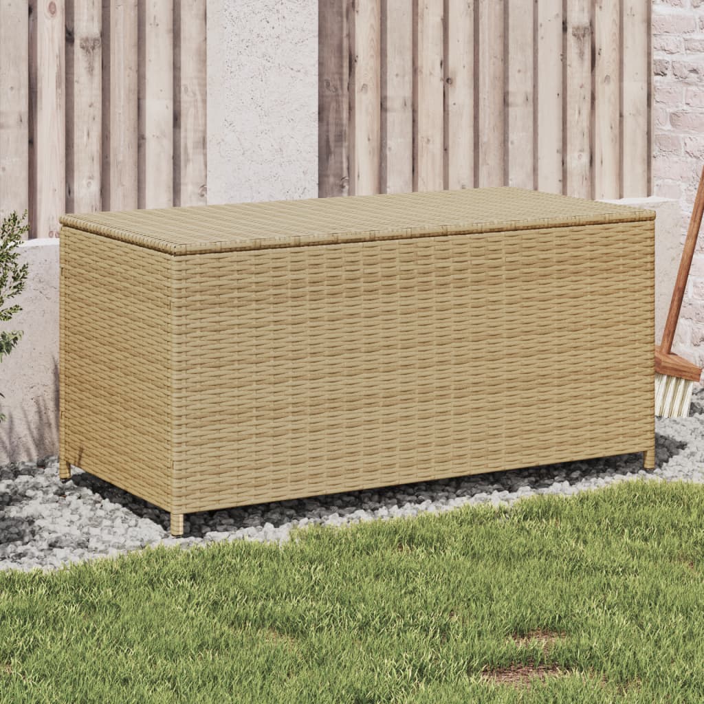 Tuinbox met wielen 190 L poly rattan gemengd beige