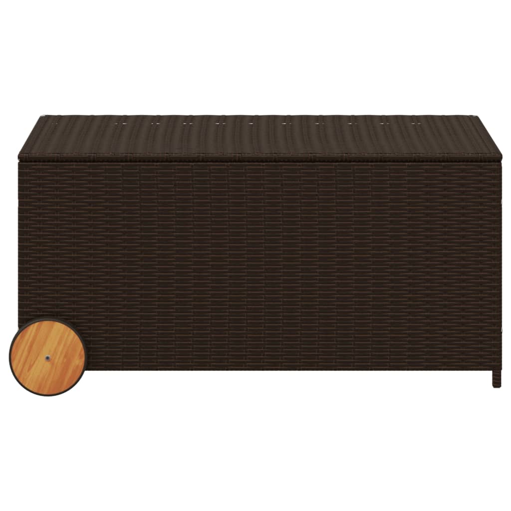 Tuinbox met wielen 190 L poly rattan bruin