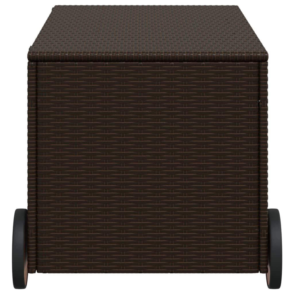 Tuinbox met wielen 190 L poly rattan bruin