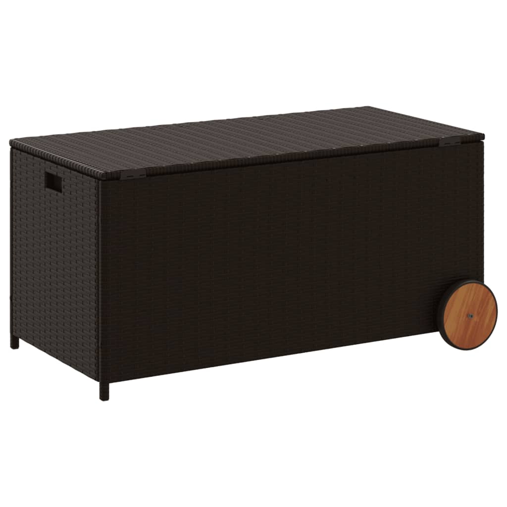 Tuinbox met wielen 190 L poly rattan bruin