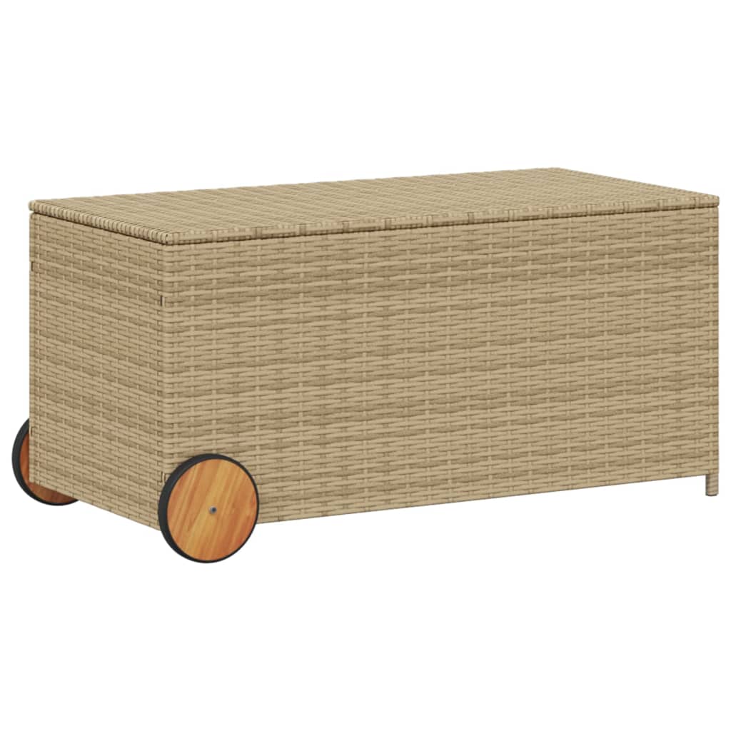 Tuinbox Met Wielen 190 L Poly Rattan 107 x 55 x 50/53 cm Gemengd beige