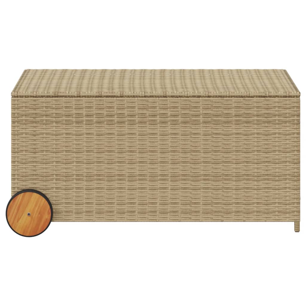 Tuinbox Met Wielen 190 L Poly Rattan 107 x 55 x 50/53 cm Gemengd beige