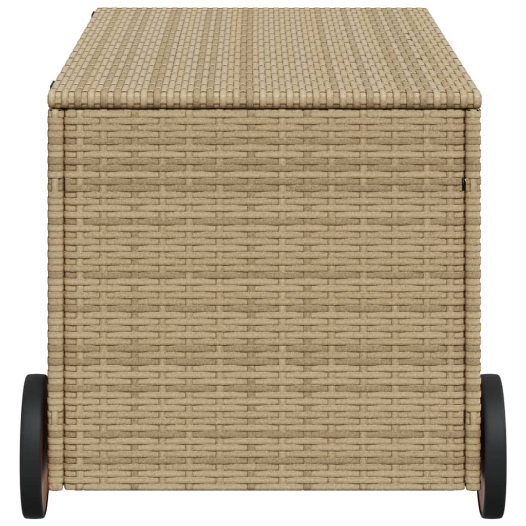 Tuinbox Met Wielen 190 L Poly Rattan 107 x 55 x 50/53 cm Gemengd beige