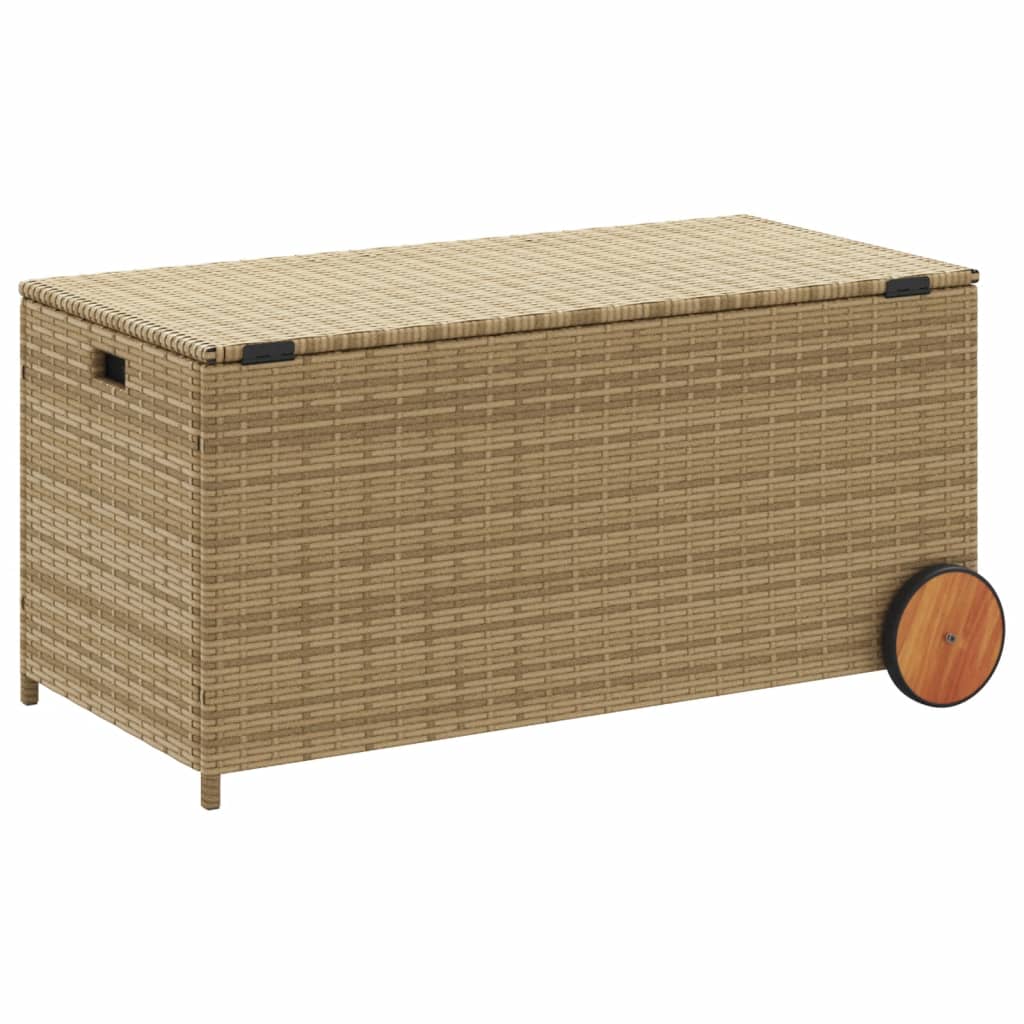 Tuinbox Met Wielen 190 L Poly Rattan 107 x 55 x 50/53 cm Gemengd beige