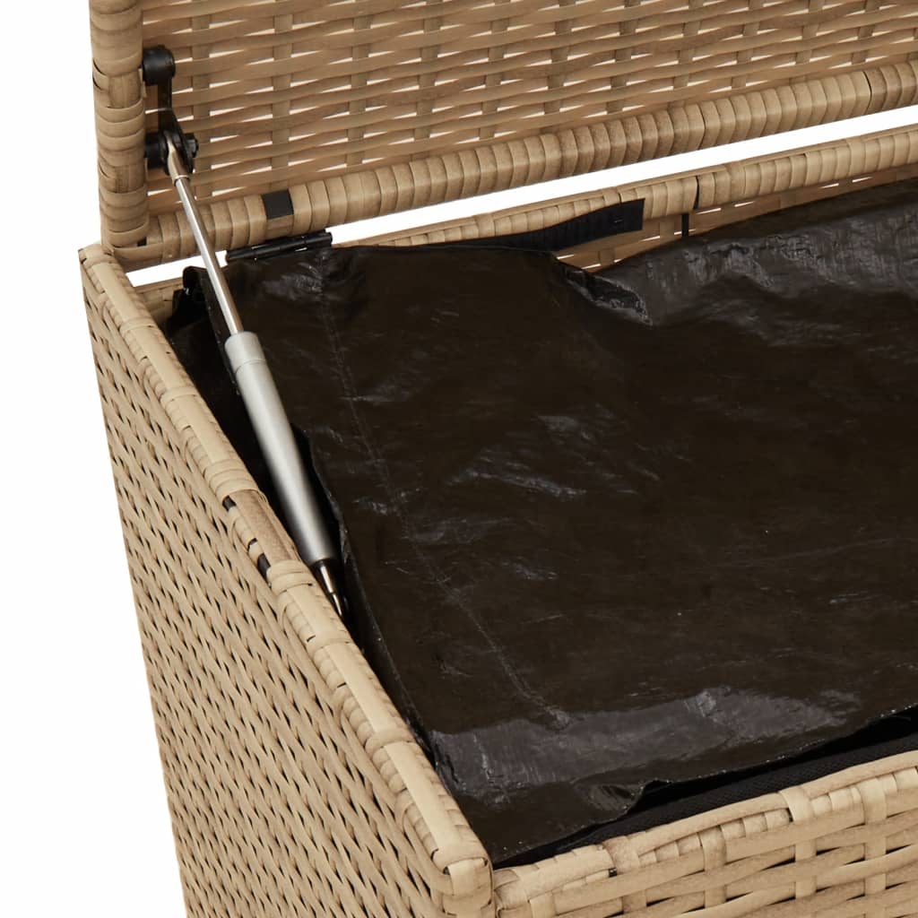 Tuinbox Met Wielen 190 L Poly Rattan 107 x 55 x 50/53 cm Gemengd beige