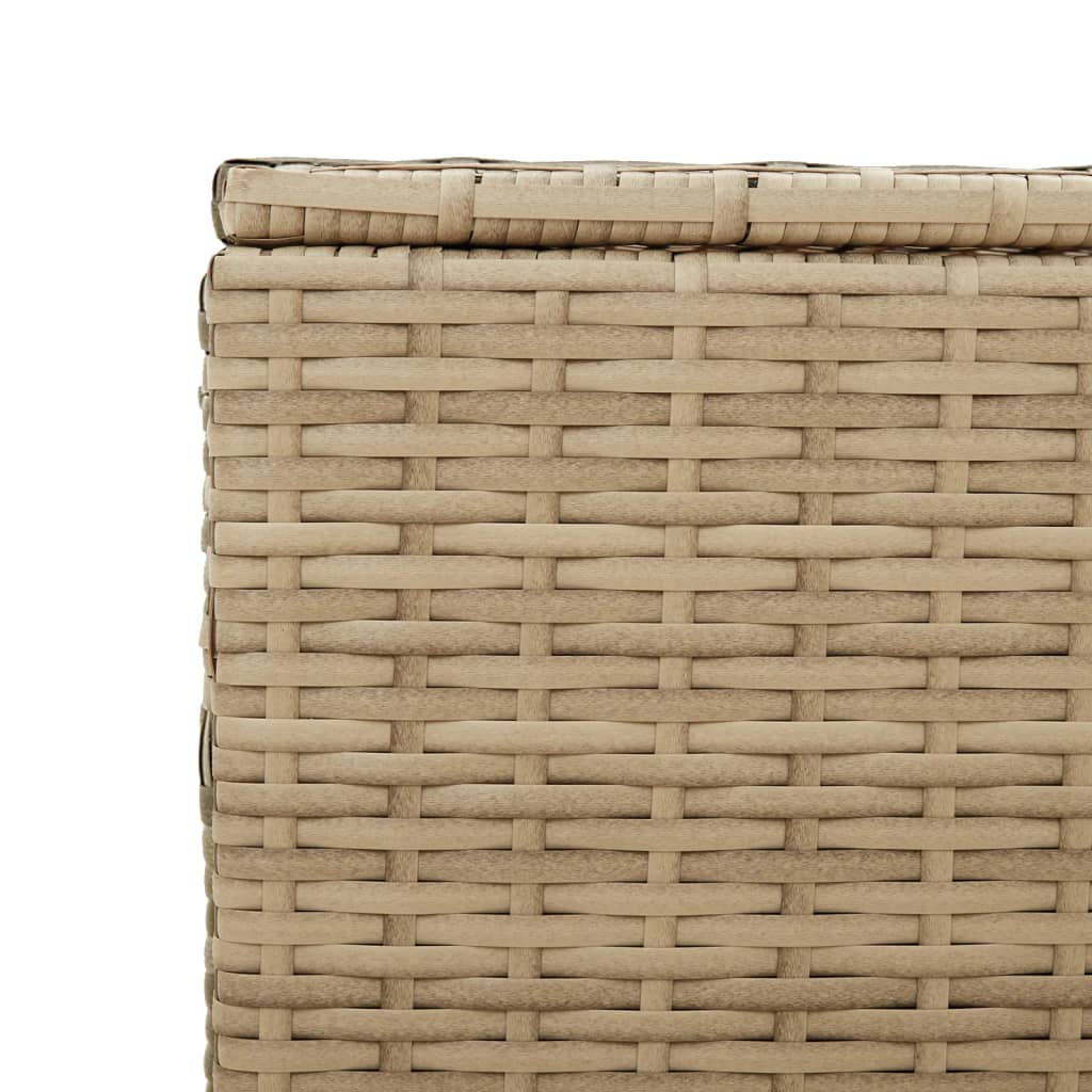 Tuinbox Met Wielen 190 L Poly Rattan 107 x 55 x 50/53 cm Gemengd beige