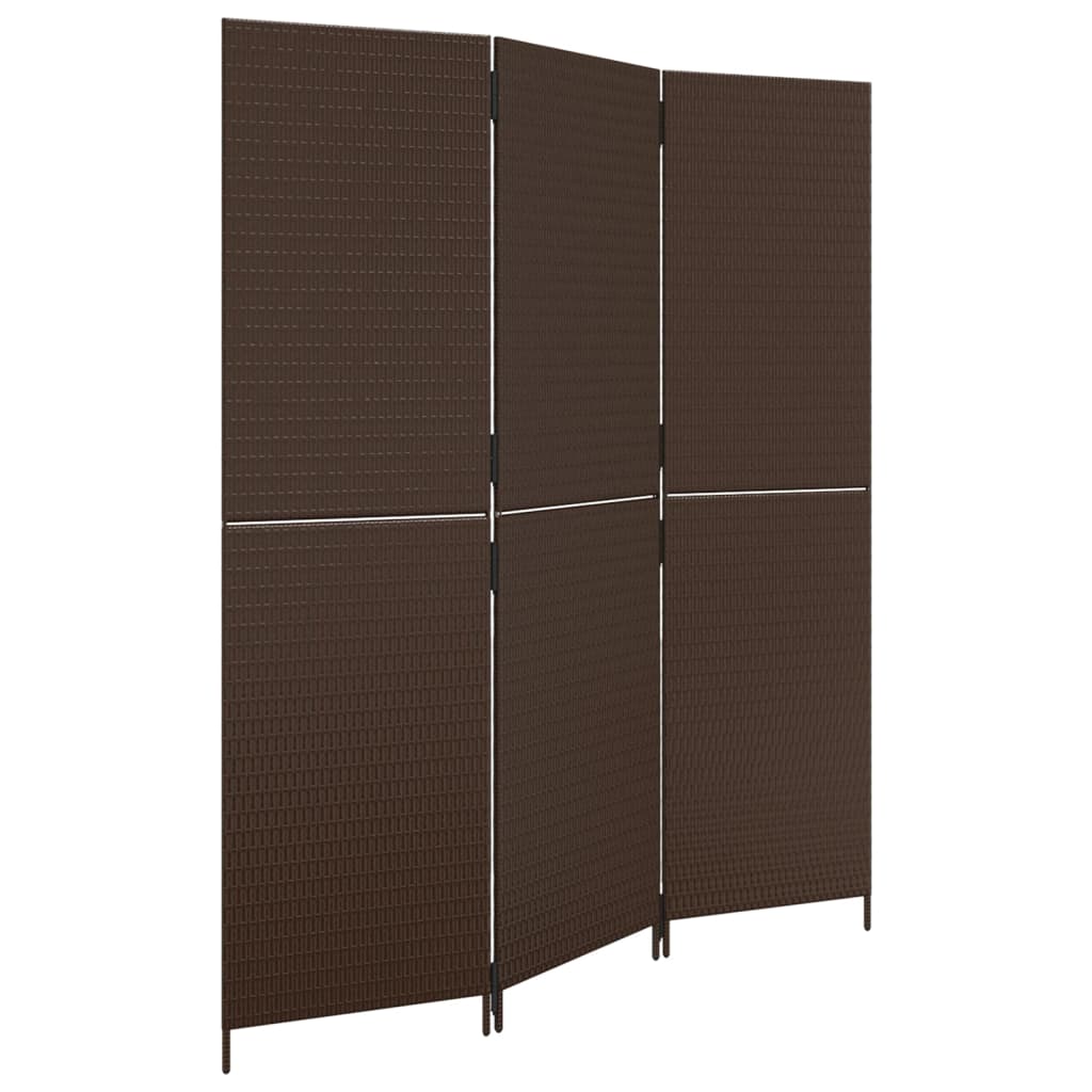 Kamerscherm 3 Panelen Poly Rattan Bruin 147 x 180 cm Dichtgeweven