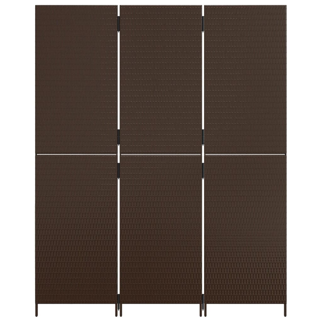 Kamerscherm 3 Panelen Poly Rattan Bruin 147 x 180 cm Dichtgeweven