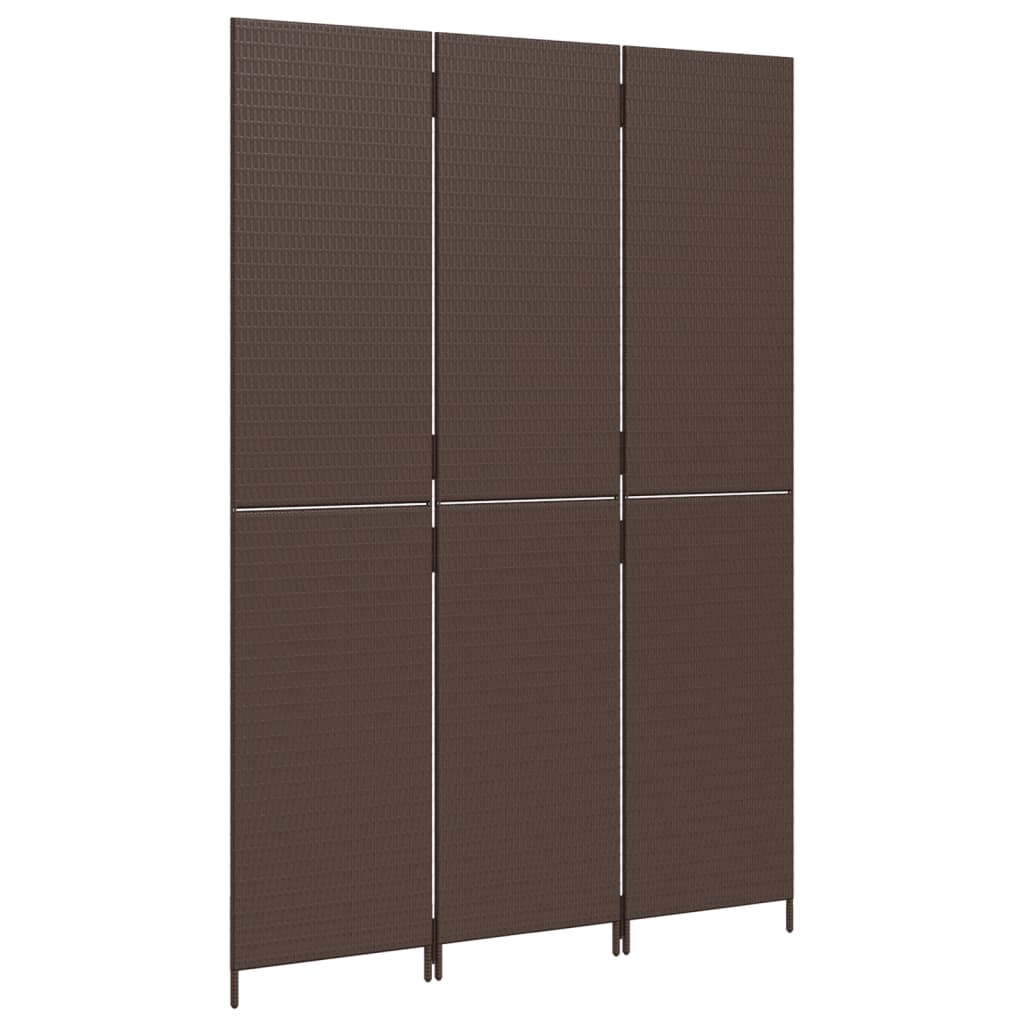 Kamerscherm 3 Panelen Poly Rattan Bruin 147 x 200 cm Dichtgeweven