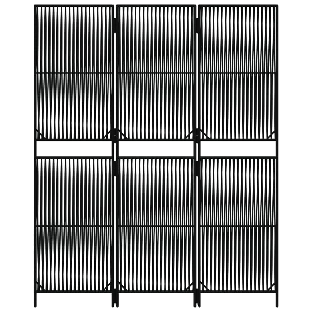 Kamerscherm 3 Panelen Poly Rattan Zwart 147 x 180 cm Lijngeweven