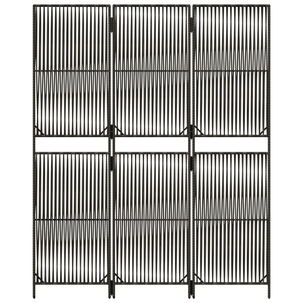 Kamerscherm 3 Panelen Poly Rattan Grijs 147 x 180 cm Lijngeweven