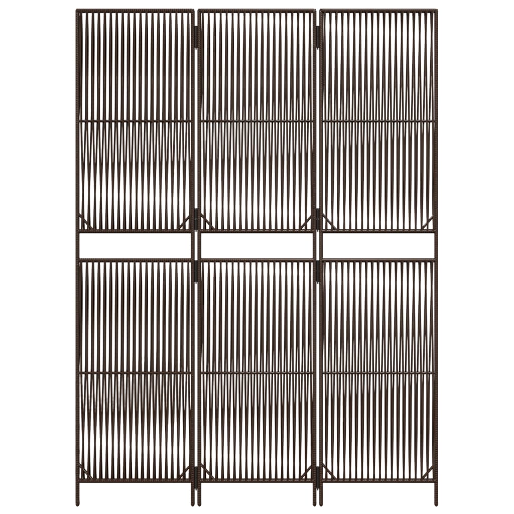 Kamerscherm 3 Panelen Poly Rattan Bruin 147 x 200 cm Lijngeweven