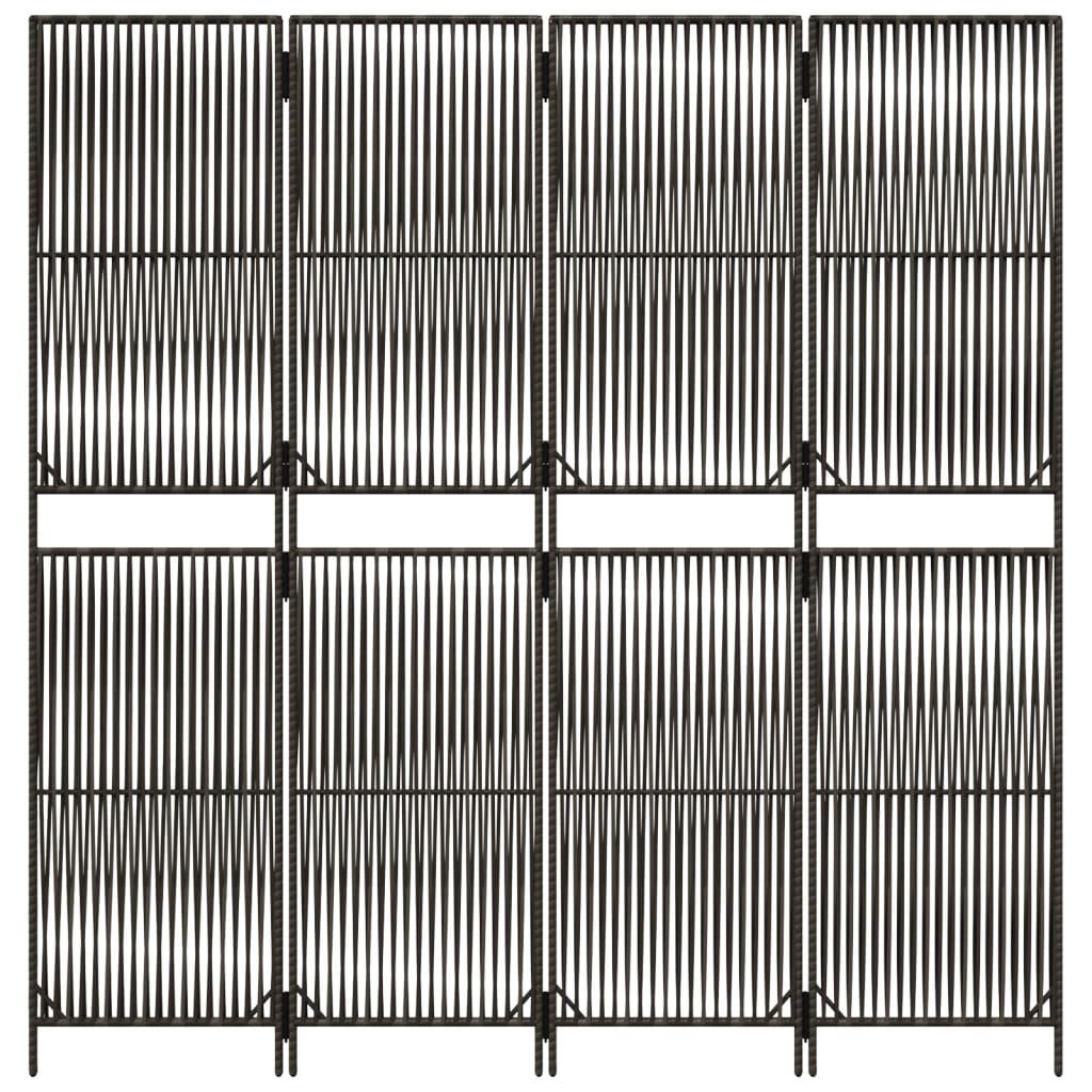 Kamerscherm 4 Panelen Poly Rattan Grijs 196 x 200 cm Lijngeweven