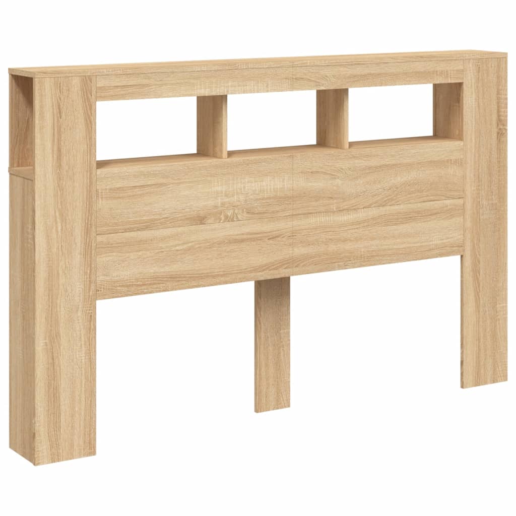 Hoofdbord met LED 160x18,5x103,5 cm bewerkt hout sonoma eiken