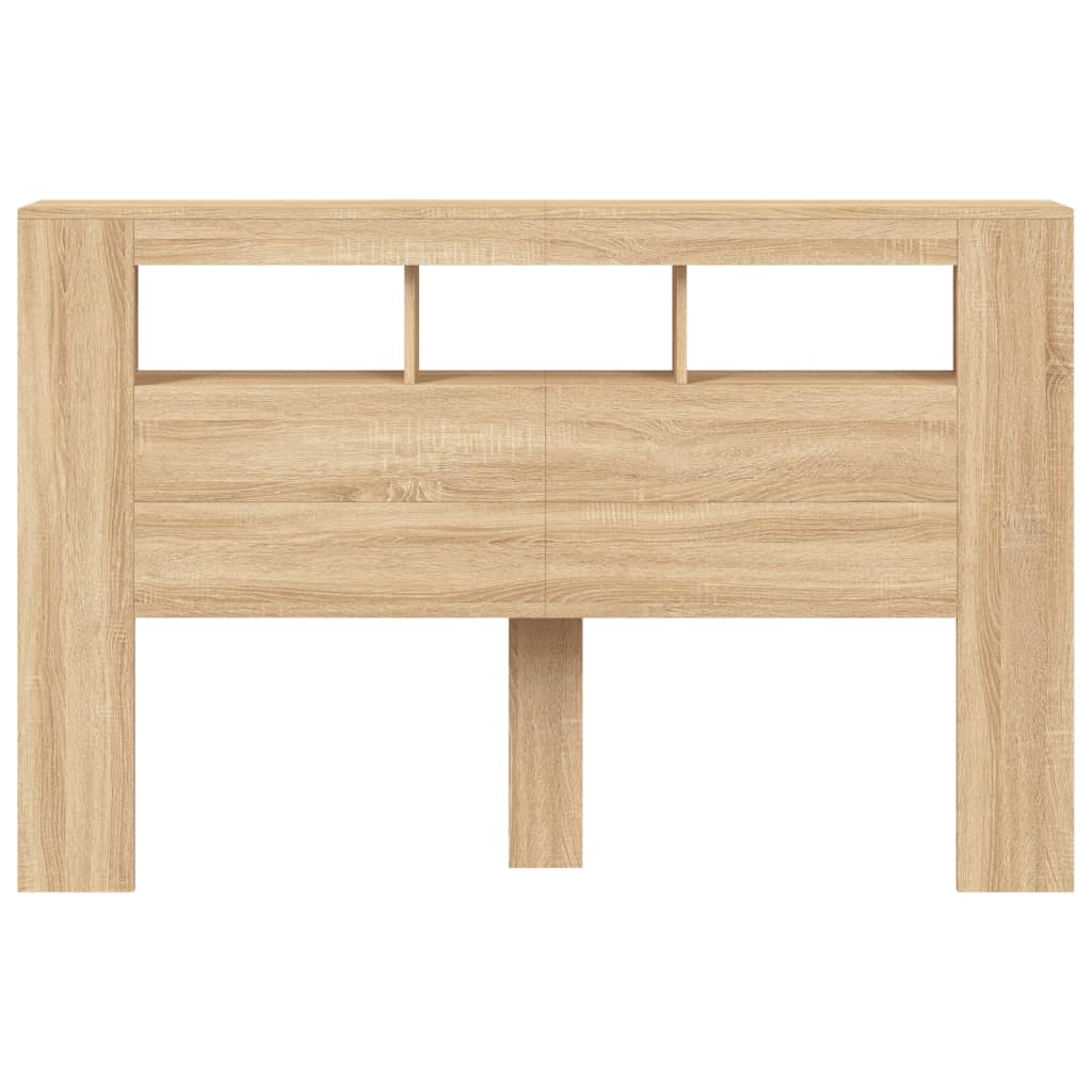 Hoofdbord met LED 160x18,5x103,5 cm bewerkt hout sonoma eiken