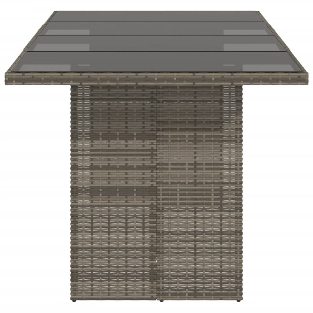 Tuintafel Met Glazen Blad 90X80X74 Cm Poly Rattan Grijs Glas