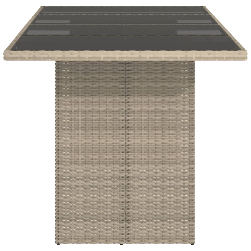 Tuintafel Met Glazen Blad 90X80X74 Cm Poly Rattan Lichtgrijs Glas