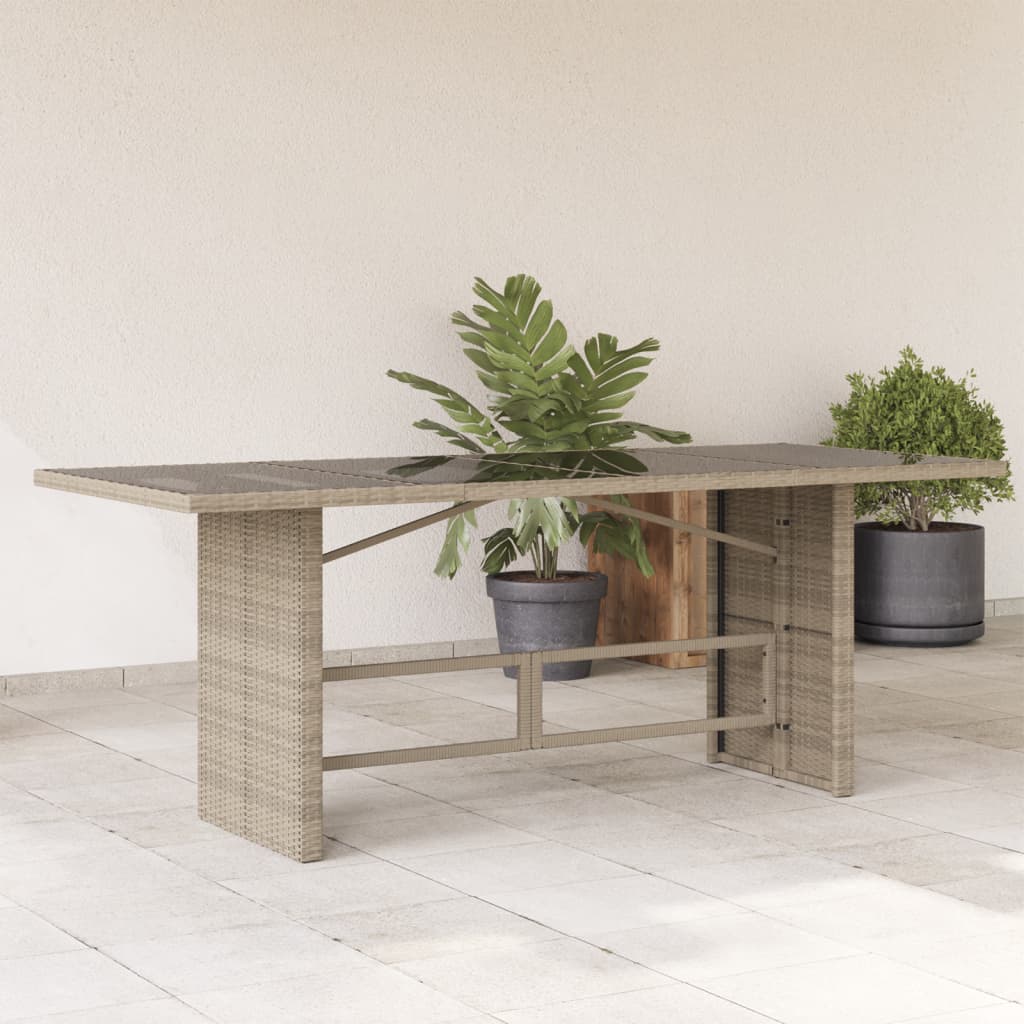 Tuintafel Met Glazen Blad 90X80X74 Cm Poly Rattan Lichtgrijs Glas