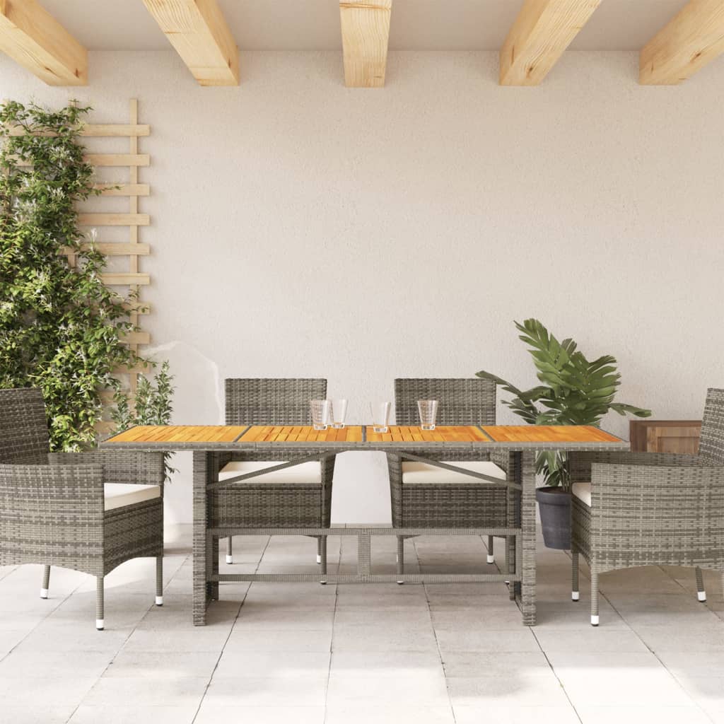 Tuintafel Met Acaciaen Blad 90X80X74 Cm Poly Rattan Grijs Hout