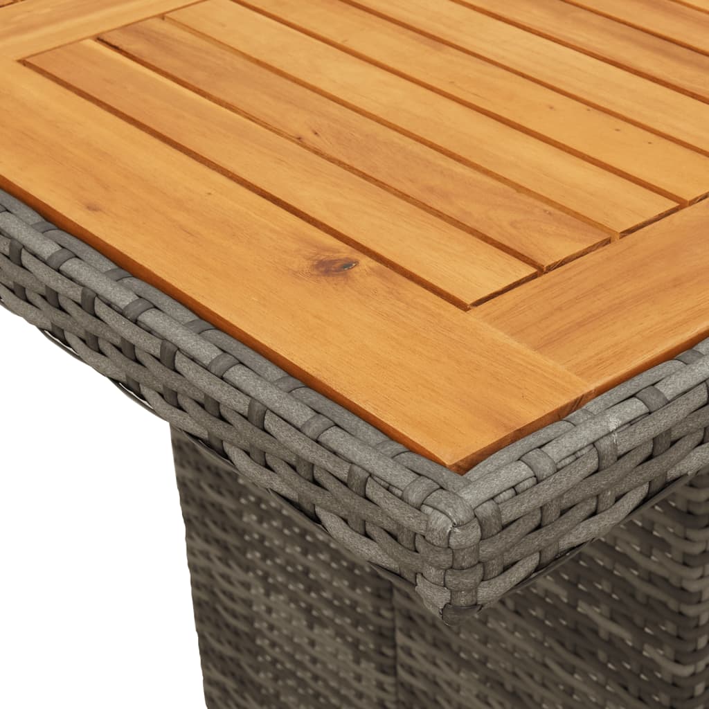 Tuintafel Met Acaciaen Blad 90X80X74 Cm Poly Rattan Grijs Hout