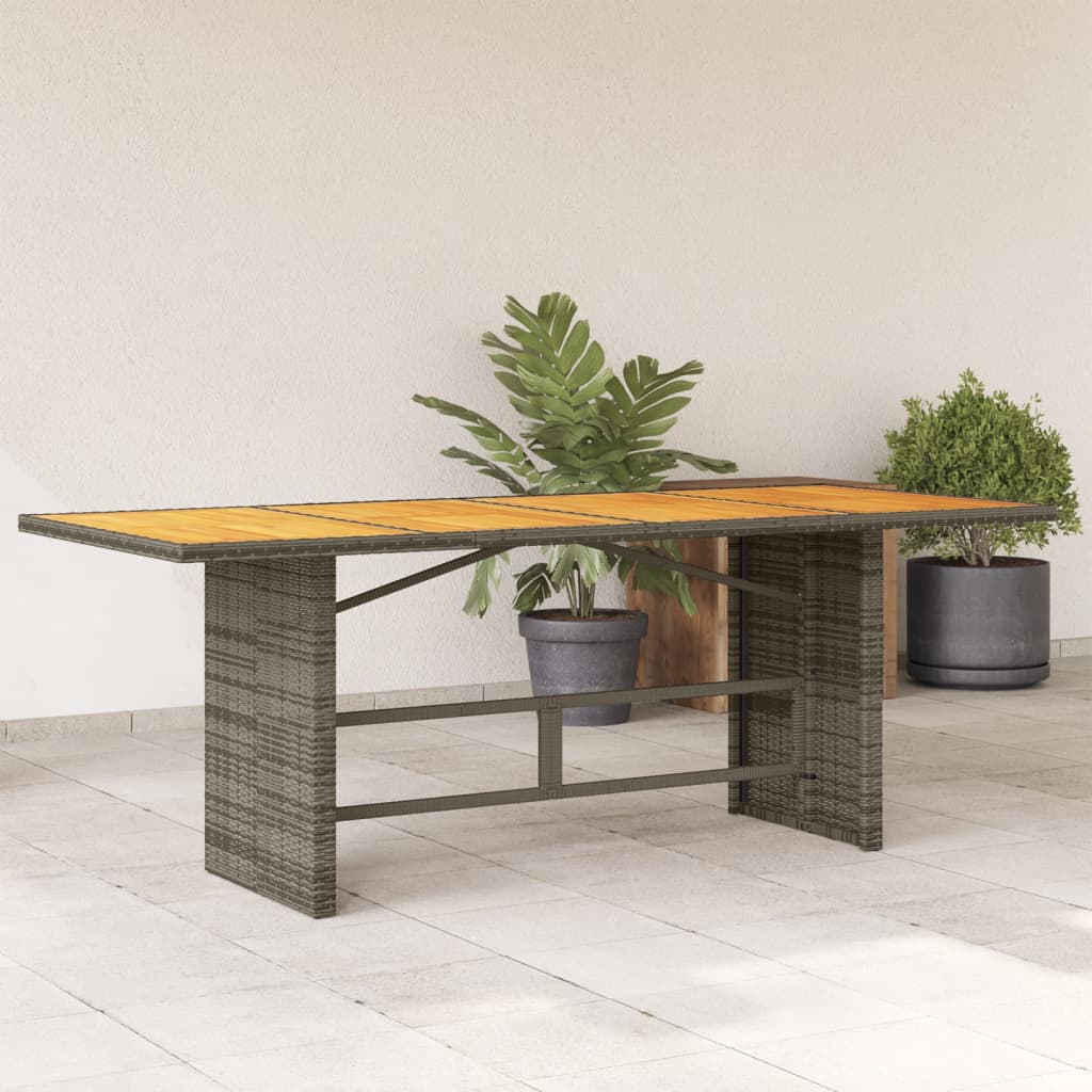 Tuintafel Met Acaciaen Blad 90X80X74 Cm Poly Rattan Grijs Hout